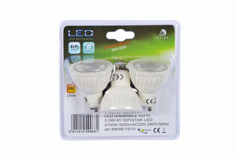 Lucide MR16 - LED žiarovka - Ø 5 cm - LED Rozm. - GU10 - 3x5W 3000K - Biela
